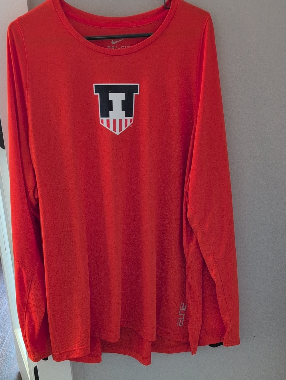 Nike Long-Sleeve Kids' Performance Top - Bright Orange with Black/White Logo